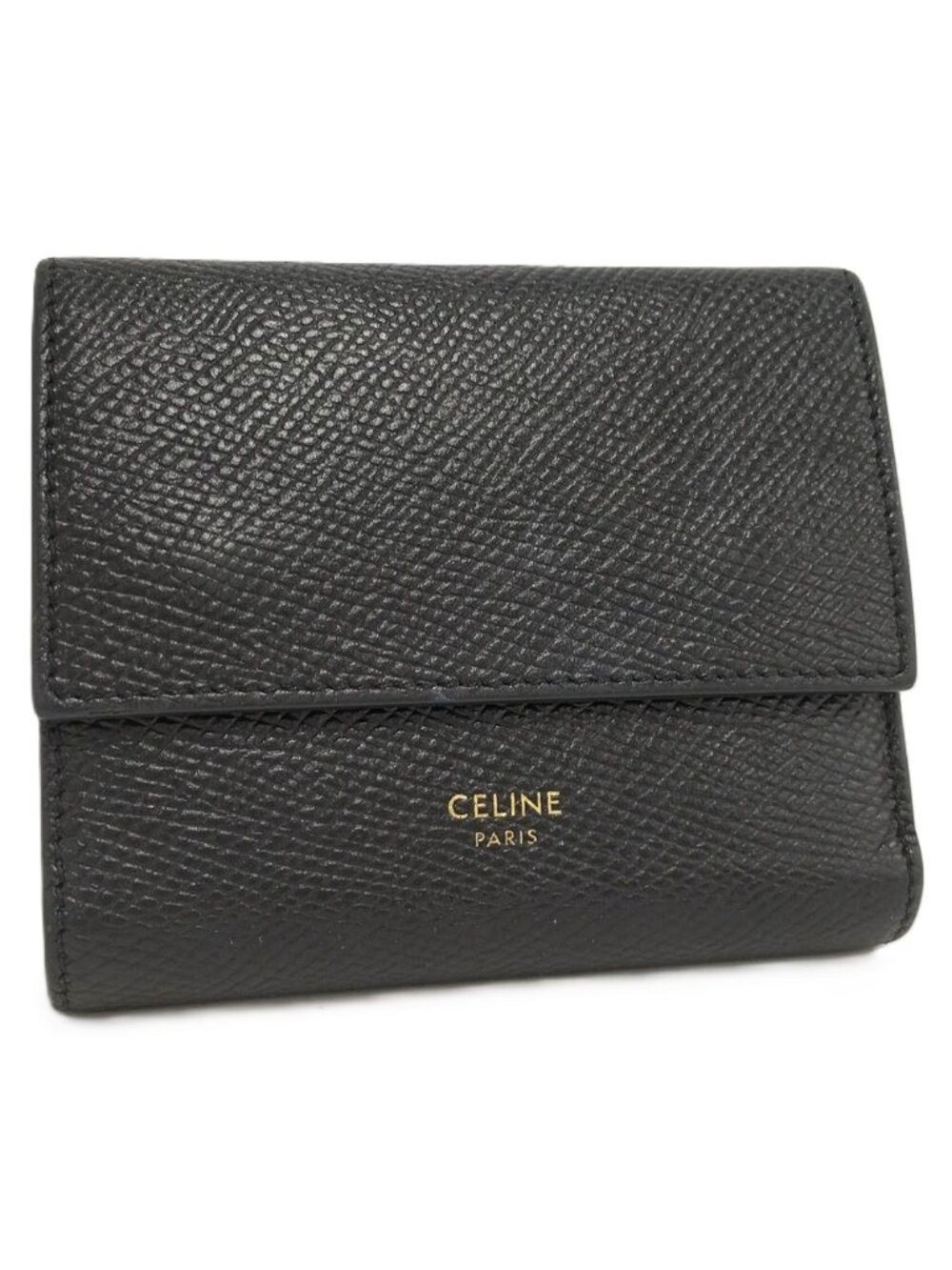 Celine Small Trifold Wallet Leather Black